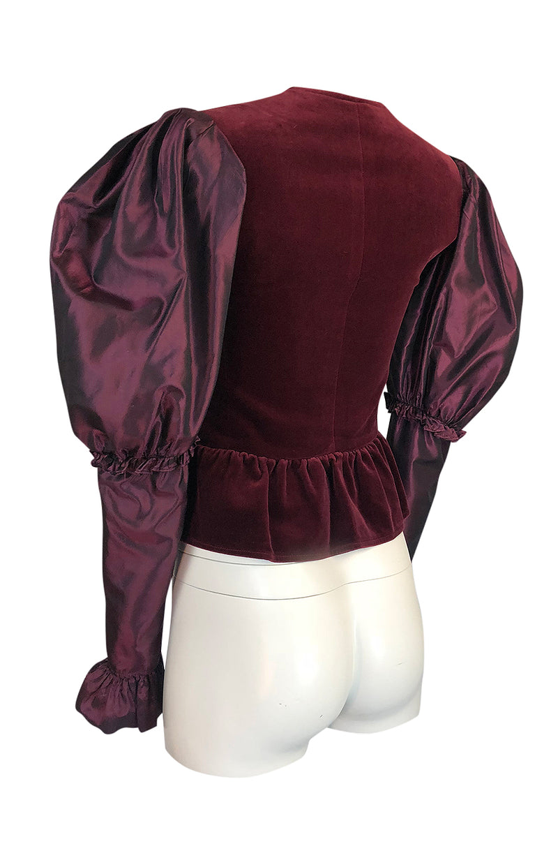 Fall 1982 Yves Saint Laurent Dramatic Sleeve Silk Taffeta & Velvet Jacket
