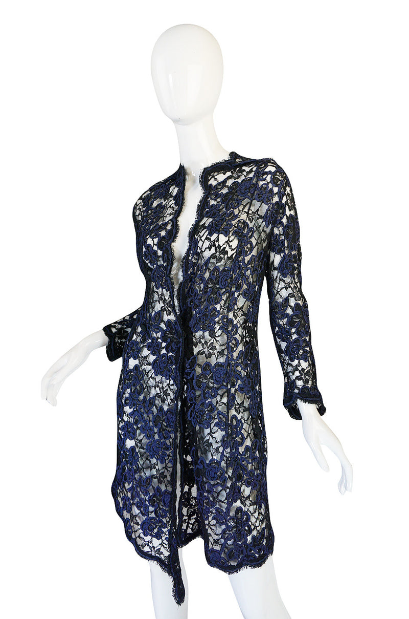 1960s Blue Cord & Black Net Geoffrey Beene Evening Jacket