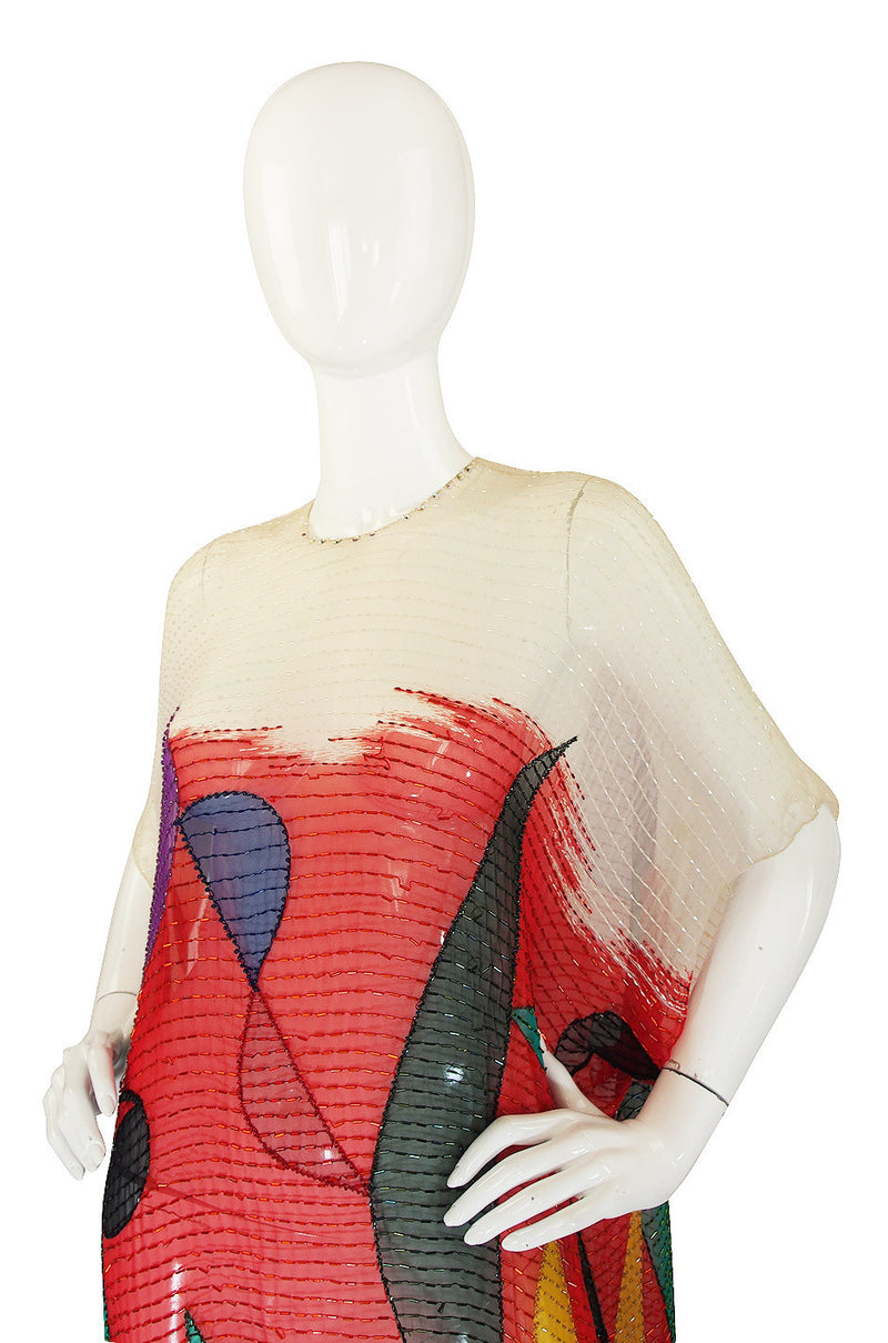 1970s Beaded Silk Hanae Mori Caftan