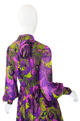 1970s Purple Silk La Mendola Day Dress