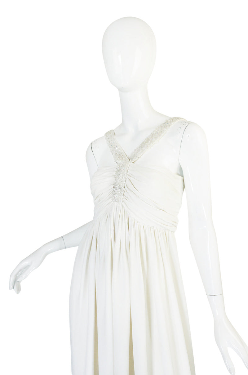 1930s Cream Beaded Silk Crepe Dress