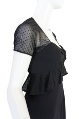 1980s Jackie Rogers Silk Crepe & Dotted Net Dress