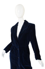 1970s Yves Saint Laurent Blue Velvet Coat