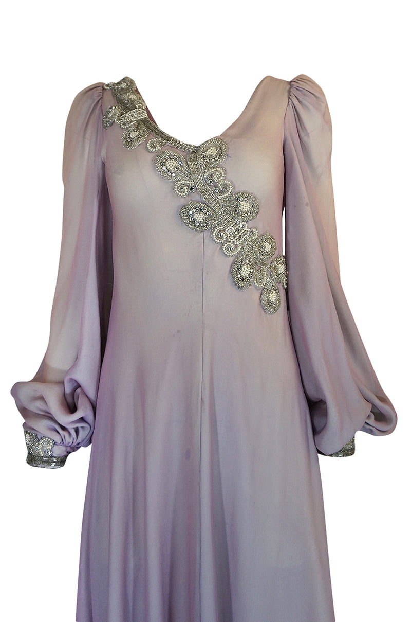 1970s Stavropoulos Couture Layered Bias Cut Silk Chiiffon Dress