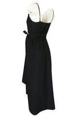 Early 1970s Polly Peck by Sybil Zelker Liittle Black Wrap Dress
