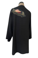 Wonderful Upcycled Vintage Kimono Fabric Top w Hand Applied Gold Metal Thread Dragons