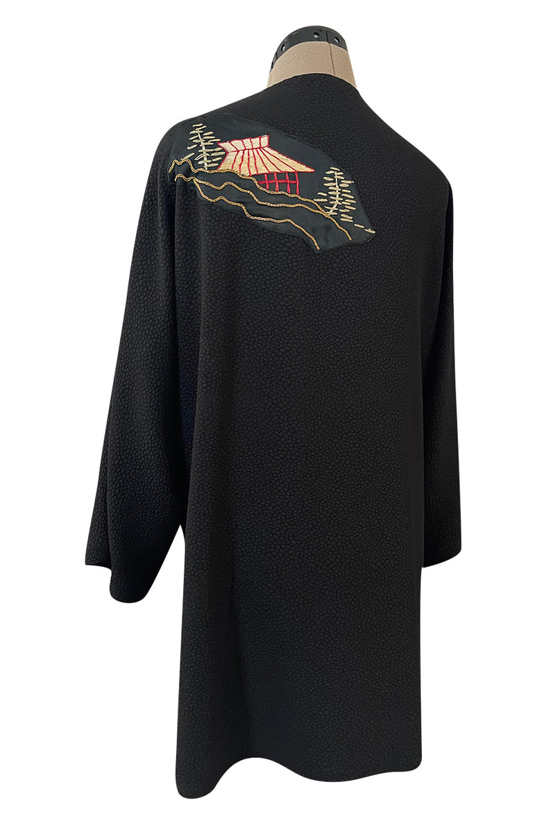 Wonderful Upcycled Vintage Kimono Fabric Top w Hand Applied Gold Metal Thread Dragons