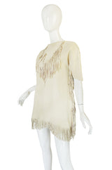 Exceptional 1960s Fringe Cream Deerskin Mini Dress