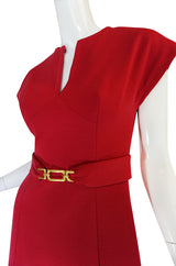 Treasure Item - c1973 Red Knit Wool Dress & Belt from Saks