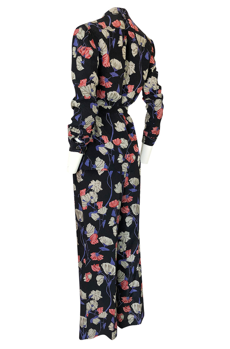 Resort 2008 Prada Runway Iconic Silk Floral Pant & Jacket Set