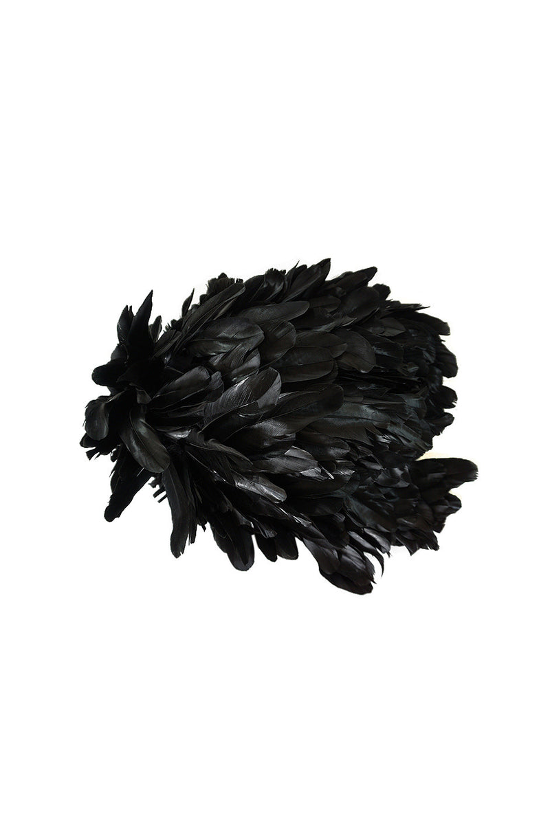 Vintage Renata Originals Elaborate Black Feather Hood Hat