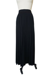 1980s Chanel Silk Crepe Pleated Full Length Maxi Skirt
