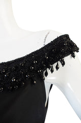 1960s Stanley Korshak Black Silk Beaded Gown