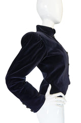 1970s Yves Saint Laurent Deep Blue Velvet Fitted Jacket