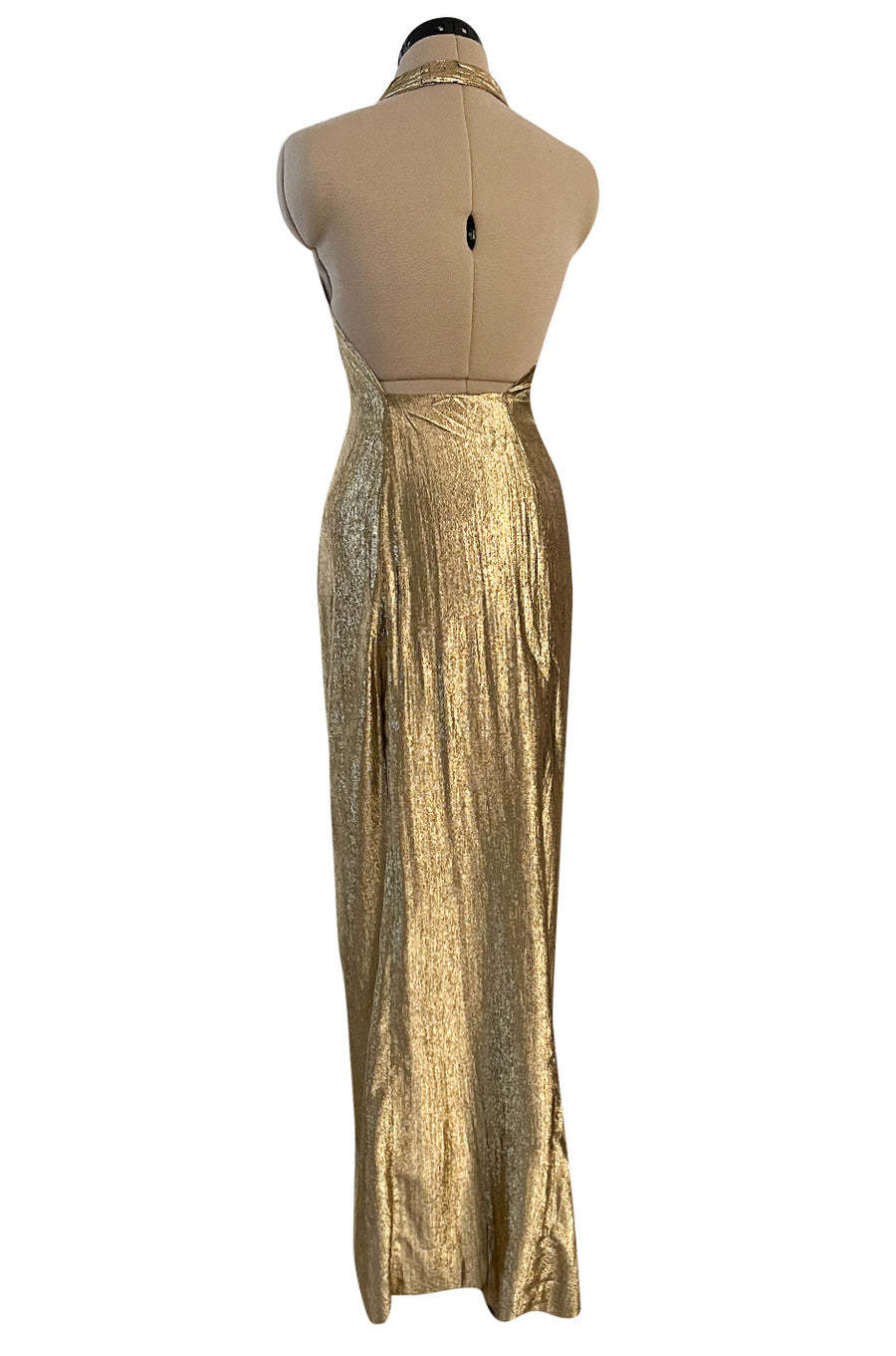 gold lame dress 80s Vintage Victor Costa for Saks Ruffle Pleat Lamé Gown – Recess main image 0