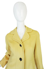 Chic 1970s Pierre Cardin RTW Sleek Little Yellow Coat