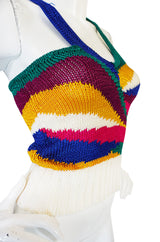 1970s Krizia Multi Color Racer Back Sweater Top