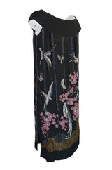 1920s Beaded Flapper Dress w Elaborate Tree & Bird Design