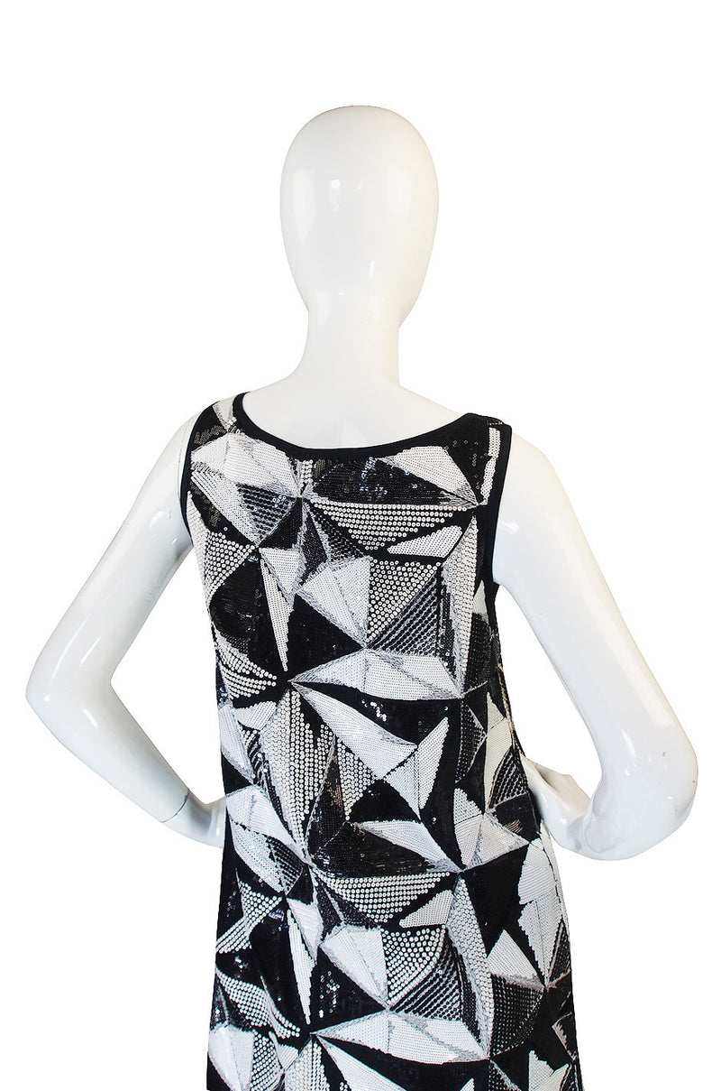 Recent Fendi Black and White Sequin Shift Dress