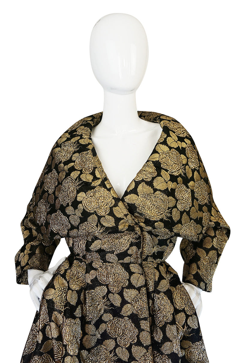 1950s Rich Gold Thread Silk Brocade "New Look" Coat