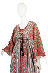 1960s Amazing & Beautiful Printed Indian Cotton Caftan