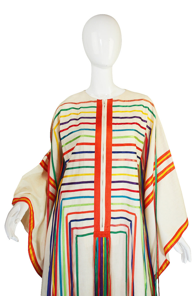 1960s Josefa Mexico Rainbow Ribbon Caftan