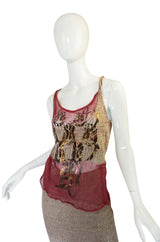 1990s Vivienne Westwood Gilt Painted Knit Skirt & Tank