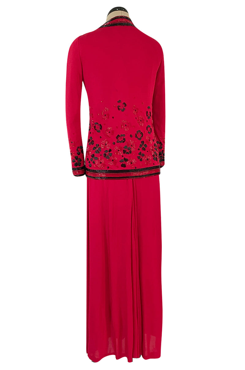 Spring 1976 Chanel Haute Couture Silk Jersey Dress & Lesage Beaded Jacket
