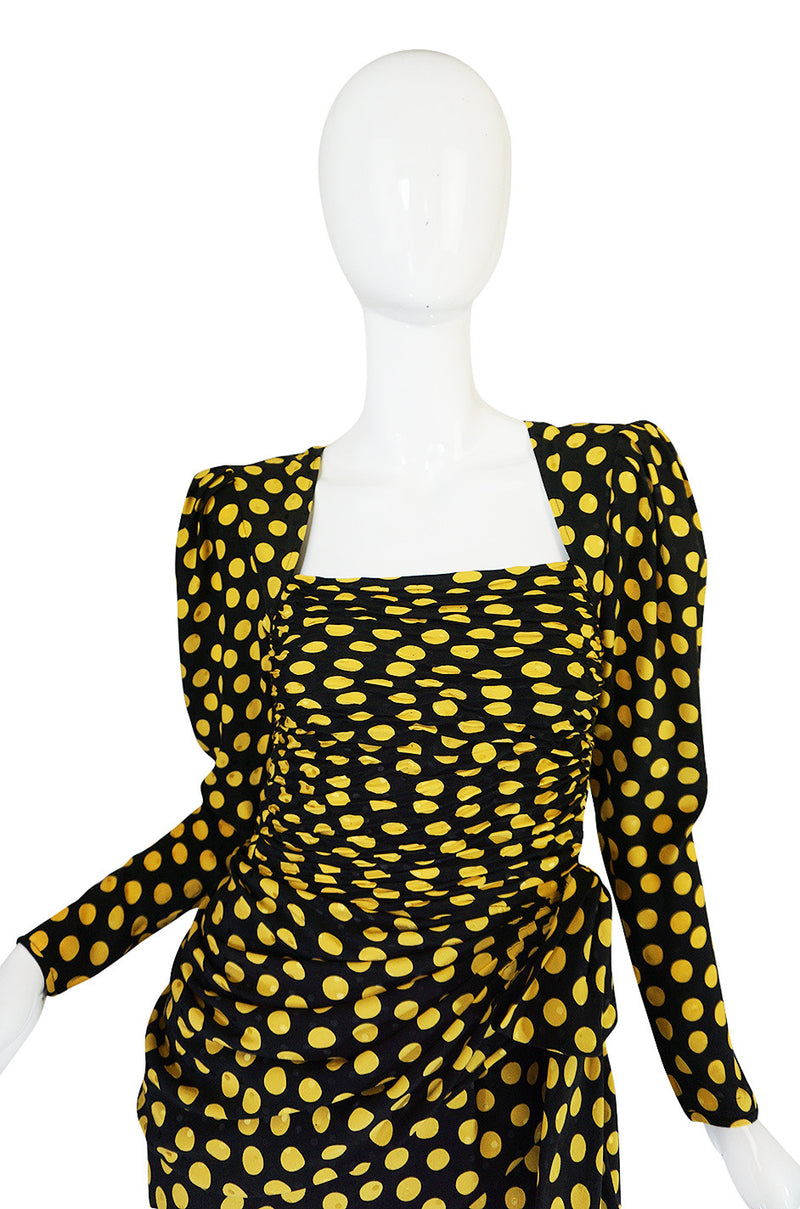 1980s Joan Rivers Owned Ungaro Silk Dot Dress