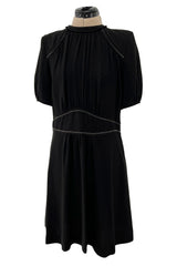 Prettiest 2015 Isabel Marant Easy To Wear Black Mini Dress w White Stitching