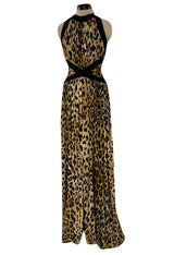 Fall 2014 Balmain by Olivier Rousteing Leopard Print Silk Jersey Dress w Low Back