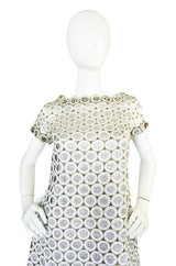 c1966 Numbered Christian Dior Boutique Silver Bead Shift Dress