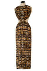 Spring 2017 Celine by Phoebe Philo Runway Basket Weave Print Open Cut Out Jersey Dress