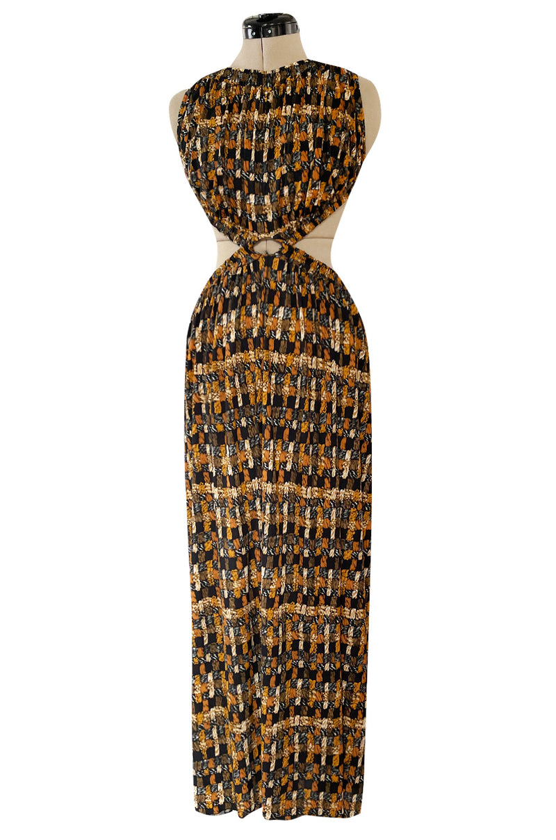 Spring 2017 Celine by Phoebe Philo Runway Basket Weave Print Open Cut Out Jersey Dress