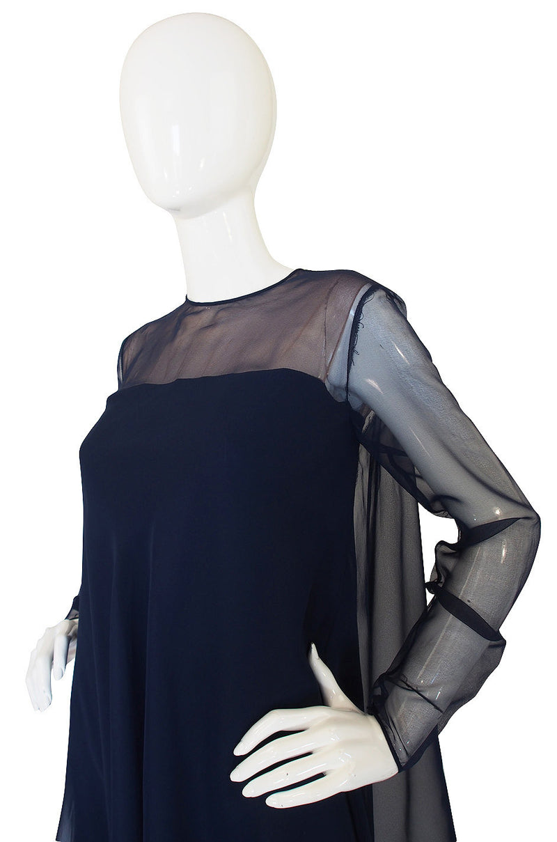 1960s Blue Silk Malcolm Starr Dress