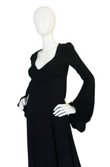 Documented 1970 Biba Bishop Sleeve Moss Crepe Dress