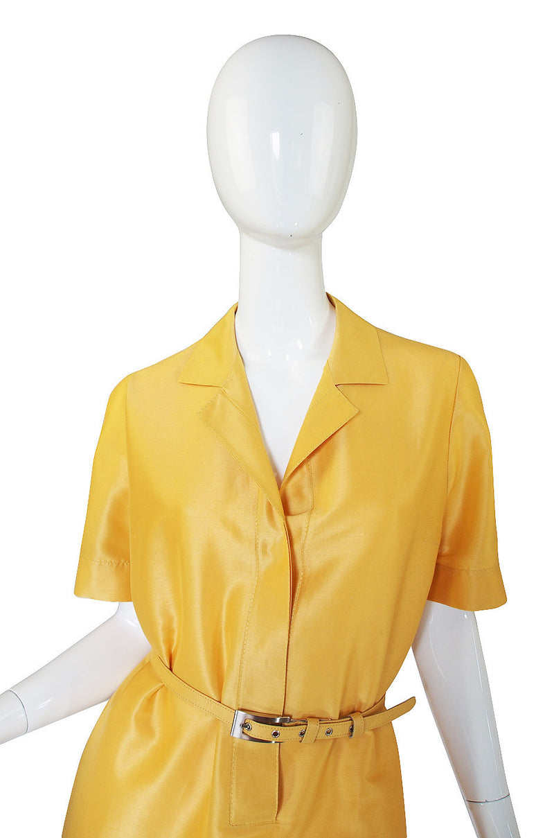 1980s Mila Schon Yellow Shift Dress & Belt