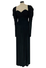 Spectacular 1970s Lanvin by Jules-Francois Crahay Off or On the Shoulder Draped Jersey Dress