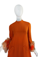 Spectacular 1960s Geoffrey Beene Silk & Feather Dress