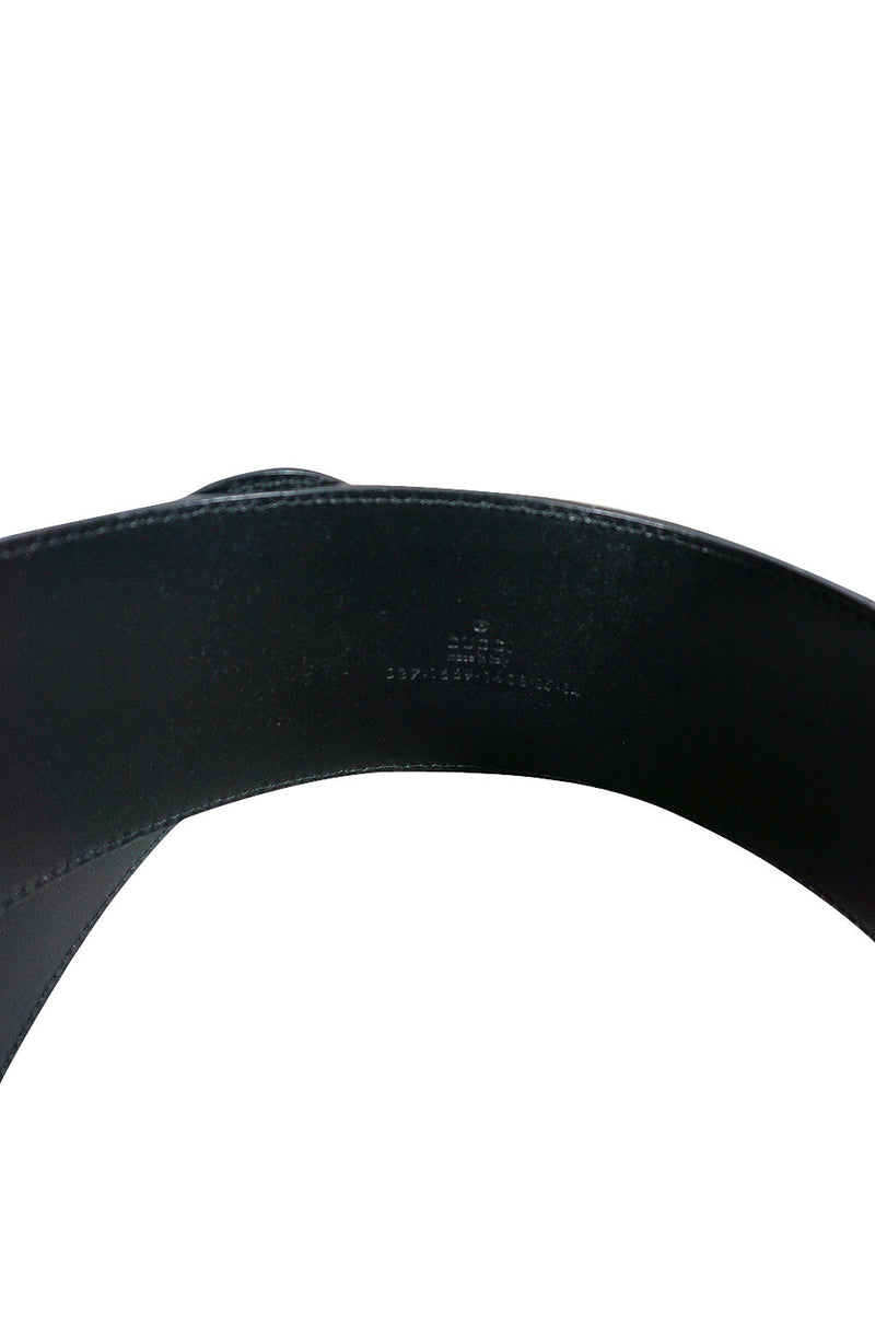 Tom Ford for Gucci Black Leather Gold Tiger Head Belt