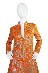 1960s Orange & Gold Metallic Silk Brocade Larry Aldrich