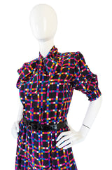 c1982 Haute Couture Yves Saint Laurent Silk Dress