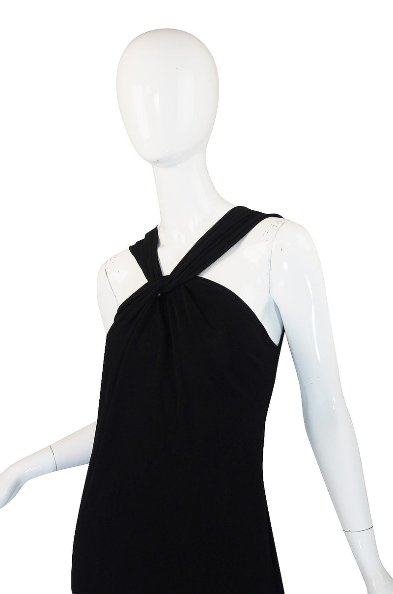 1990s Miss V Valentino Black Halter Gown