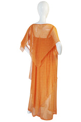 1970s Silk Chiffon Hem Yves Saint Laurent Dress & Capelet