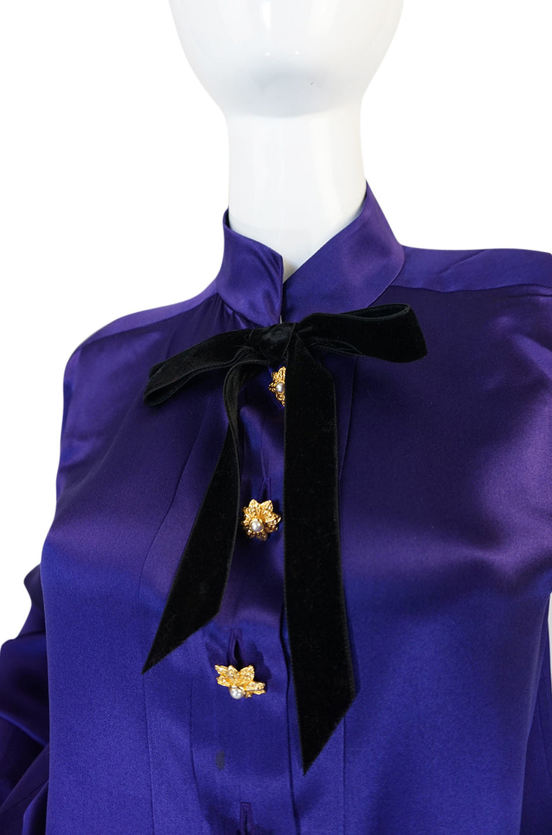 Circa 1988 Yves Saint Laurent Silk Satin Purple Top