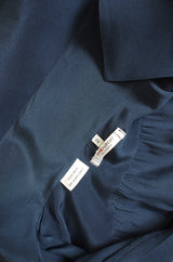 1970s Navy Silk Yves Saint Laurent Top