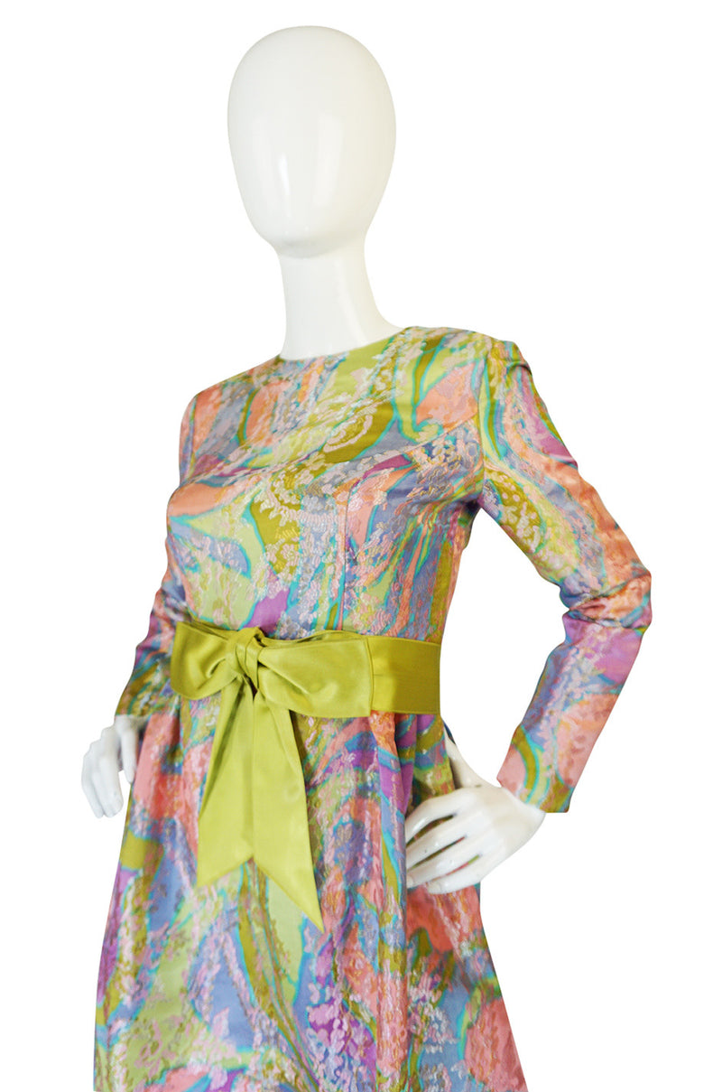1960s Ferdinando Sarmi Metallic Pink & Gold Silk Brocade Dress