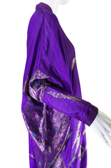 1960s Sleeved Purple Silk & Gold Thread Caftan