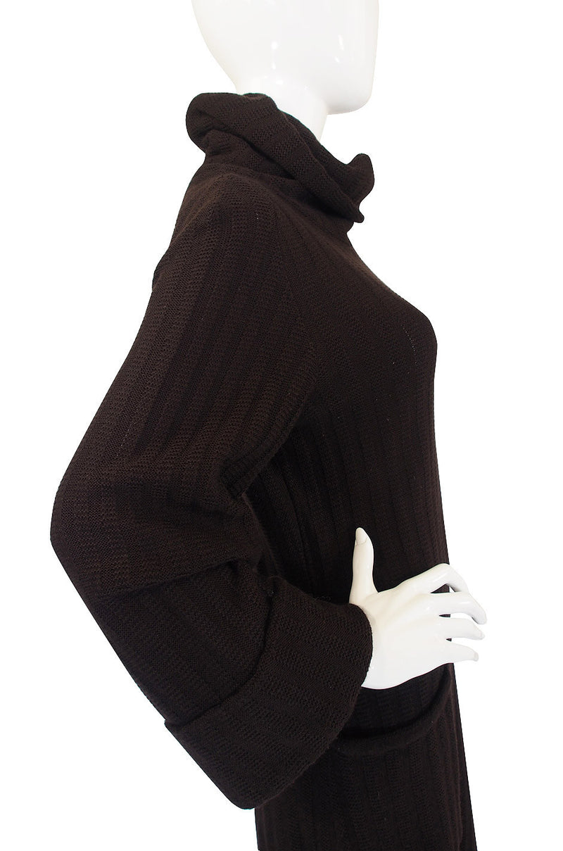 1970s Cable Knit Chloe Chocolate Dress