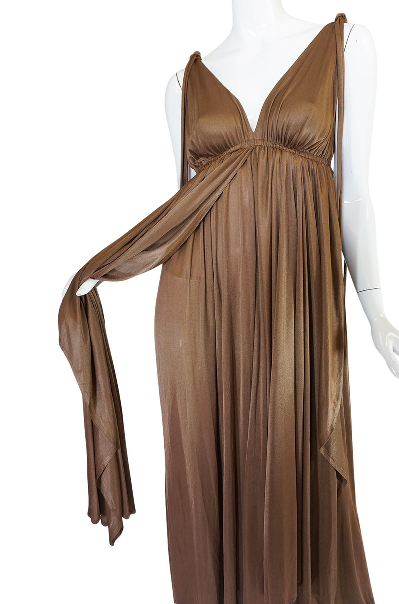Superb 1970s Grecian Goddess Frank Usher Jersey Dress